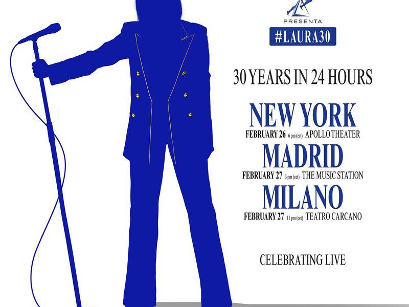 Para festejar sus 30 años de carrera, Laura Pausini dará en 24 horas 3 conciertos gratis en ciudades distintas