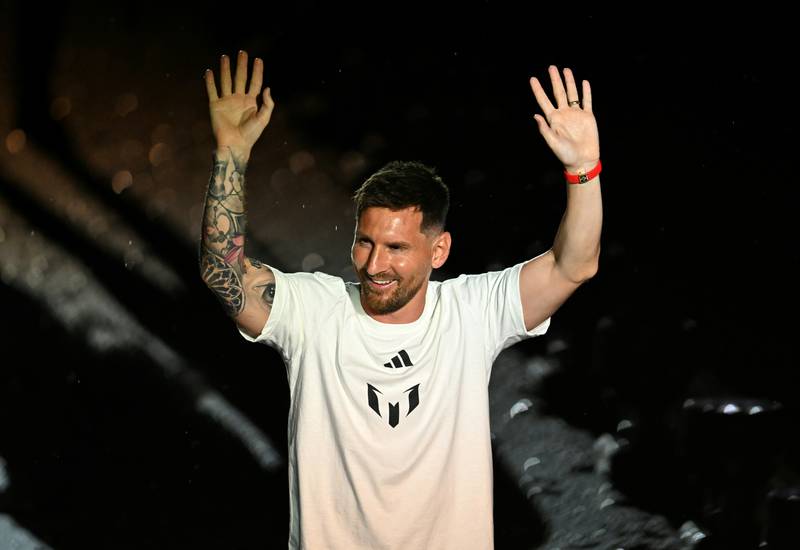 Lionel Messi en su presentación en Miami. / AFP