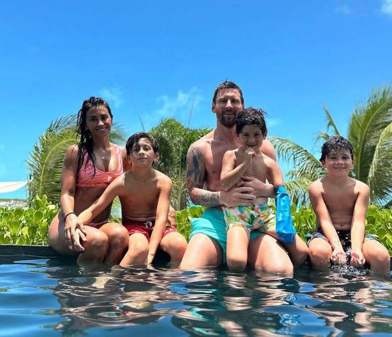 Los Messi: Leo, Antonela y sus hijos durante sus últimas vacaciones. / @leomessi