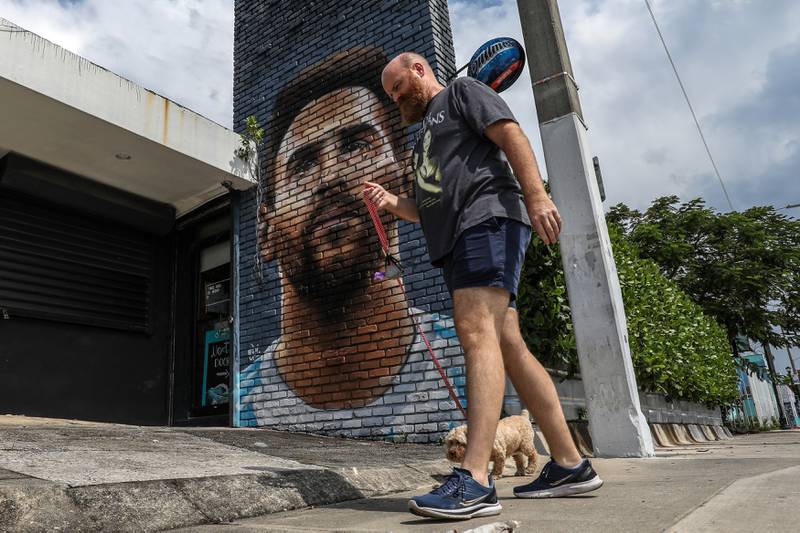 Un mural de Lionel Messi en Miami. / AFP