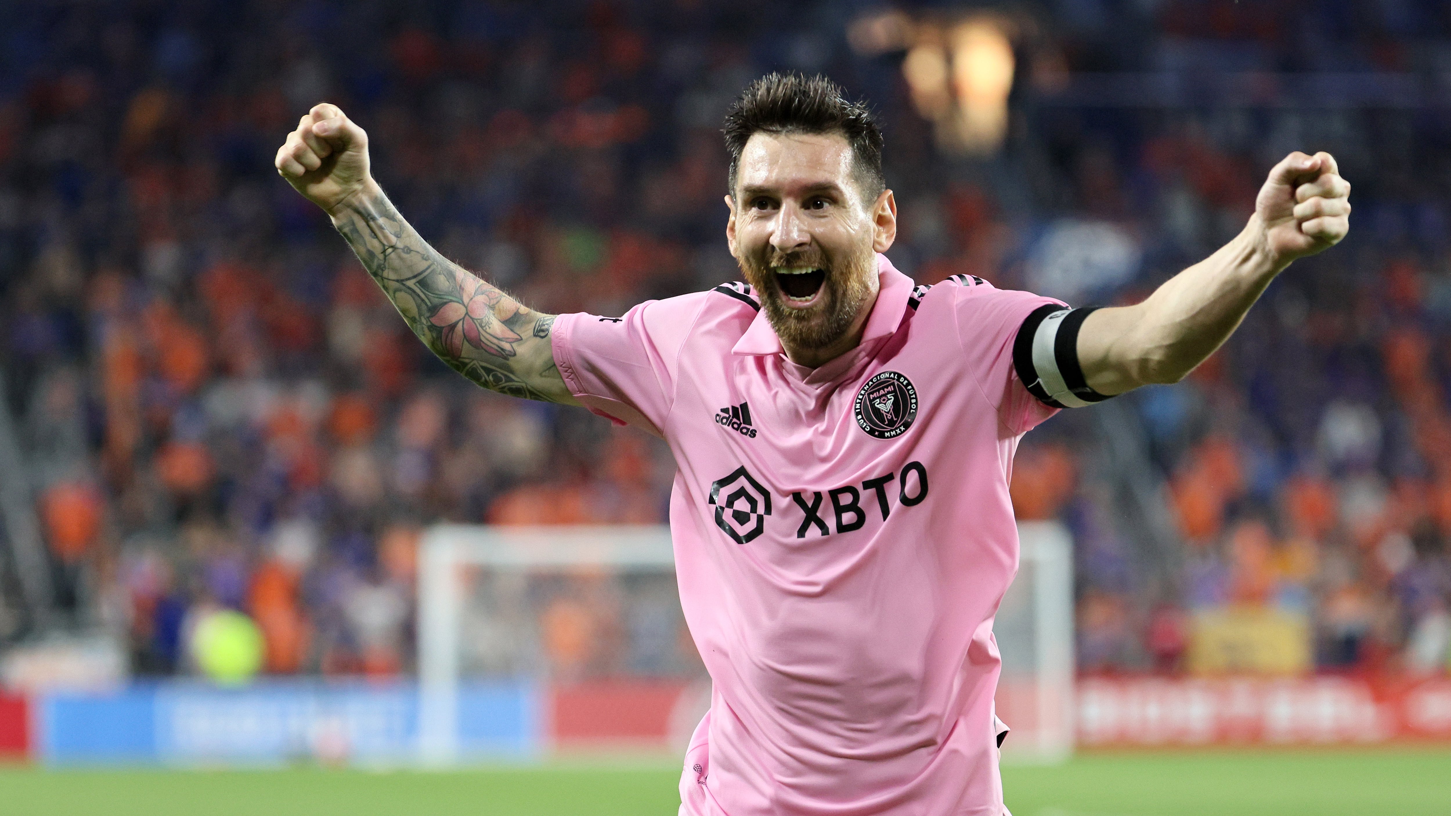 Messi celebra un gol del Inter Miami. /  Andy Lyons/Getty Images vía AFP