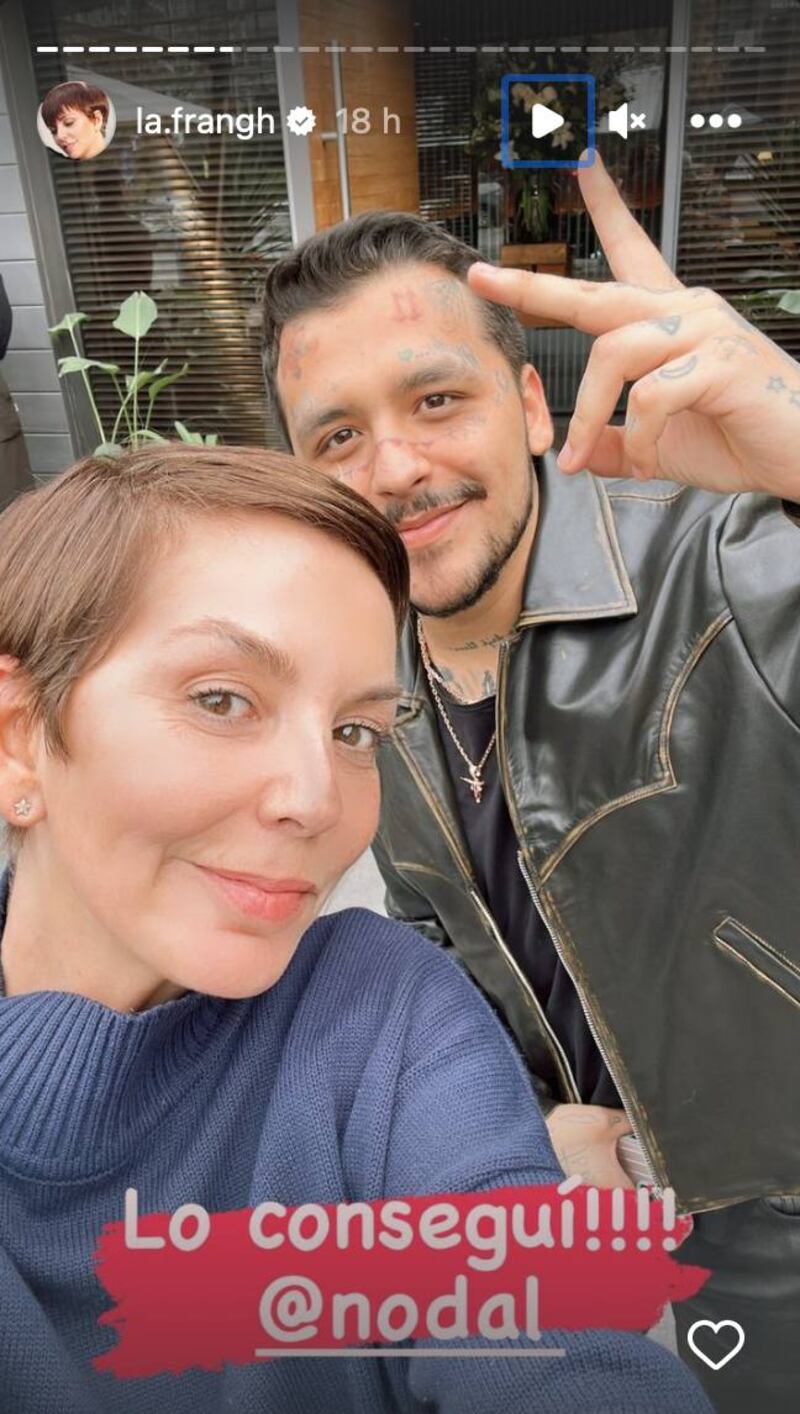 Fran García-Huidobro y Christian Nodal / Captura Instagram