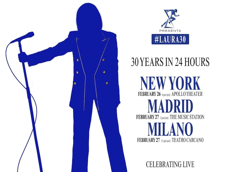 Para festejar sus 30 años de carrera, Laura Pausini dará en 24 horas 3 conciertos gratis en ciudades distintas